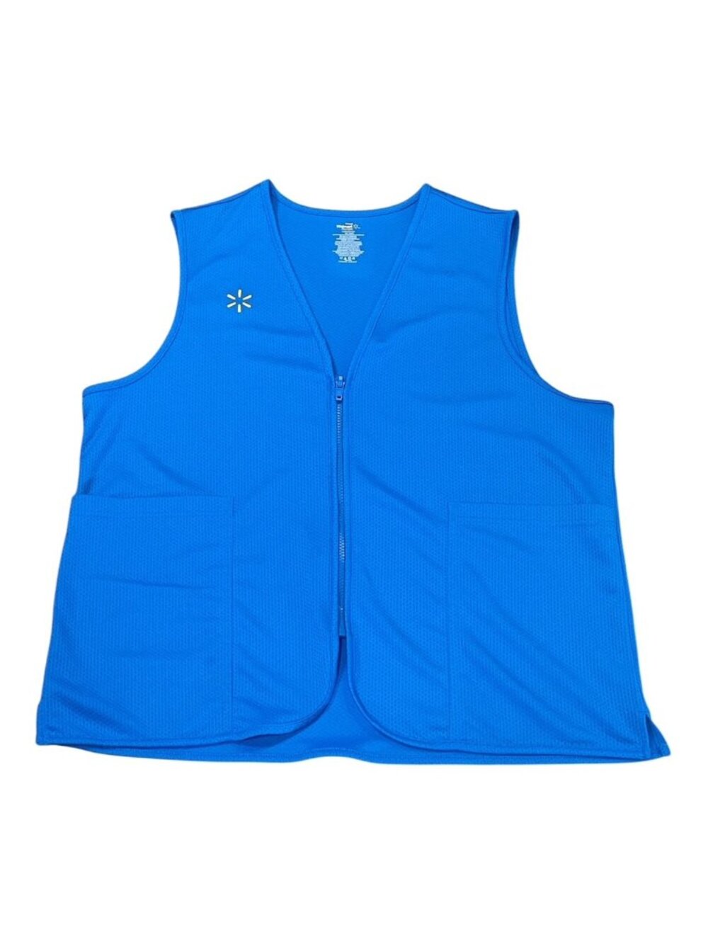 Walmart Employee Mesh Vest Womens XL Blue Uniform Pockets Zip